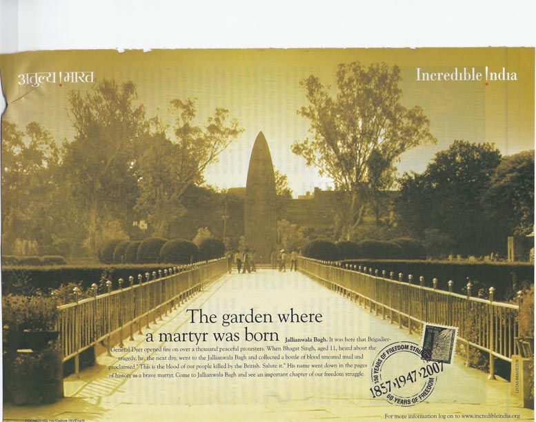 Jallianwalla Bagh, Incredible india : Lintas