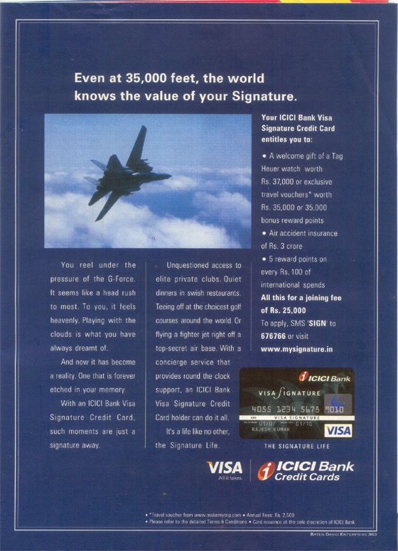Bates David Enterprise for Visa/ICICI Bank Credit Cards