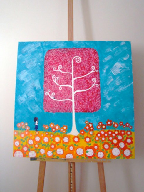 Blackbird in the Tree, Acrylic on Canvas