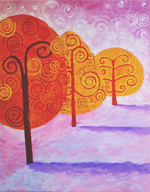 Glade of Sunny Pinks, Acrylic on Canvas
