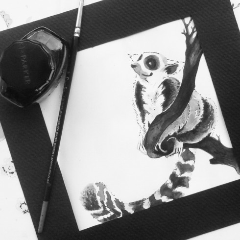 45_100 Days of Drawing Animals_Lemur