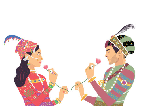 Twin Mughal Wedding Portrait